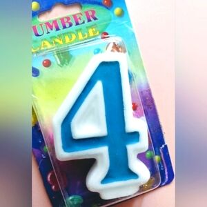 Number Candle Blue and White - for 4 th Birthday